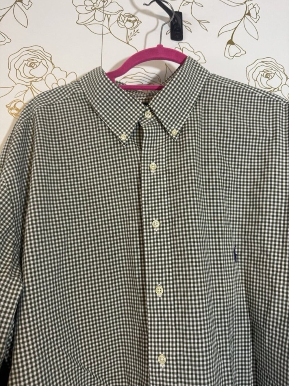 Polo Ralph Lauren Mens 2XLT Green Gingham Oxford Button Down Shirt Classic Fit